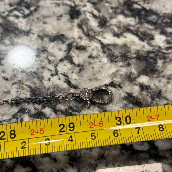 Pavé Diamond & Gunmetal Cross Necklace - Picture 11 of 12